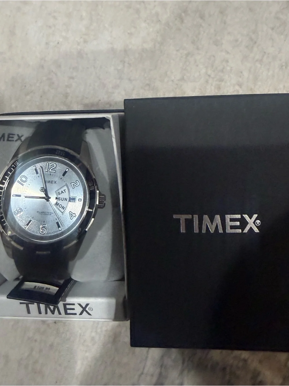 Timex Men's Silver Dial Black Strap Watch